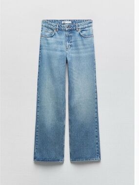 Zara Light Blue Wide-Leg Denim Jeans